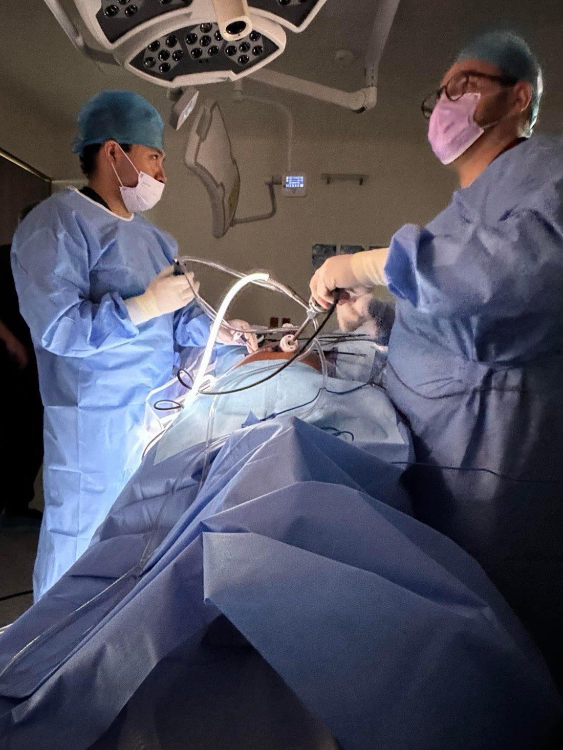 Surgical team during a laparoscopic operation